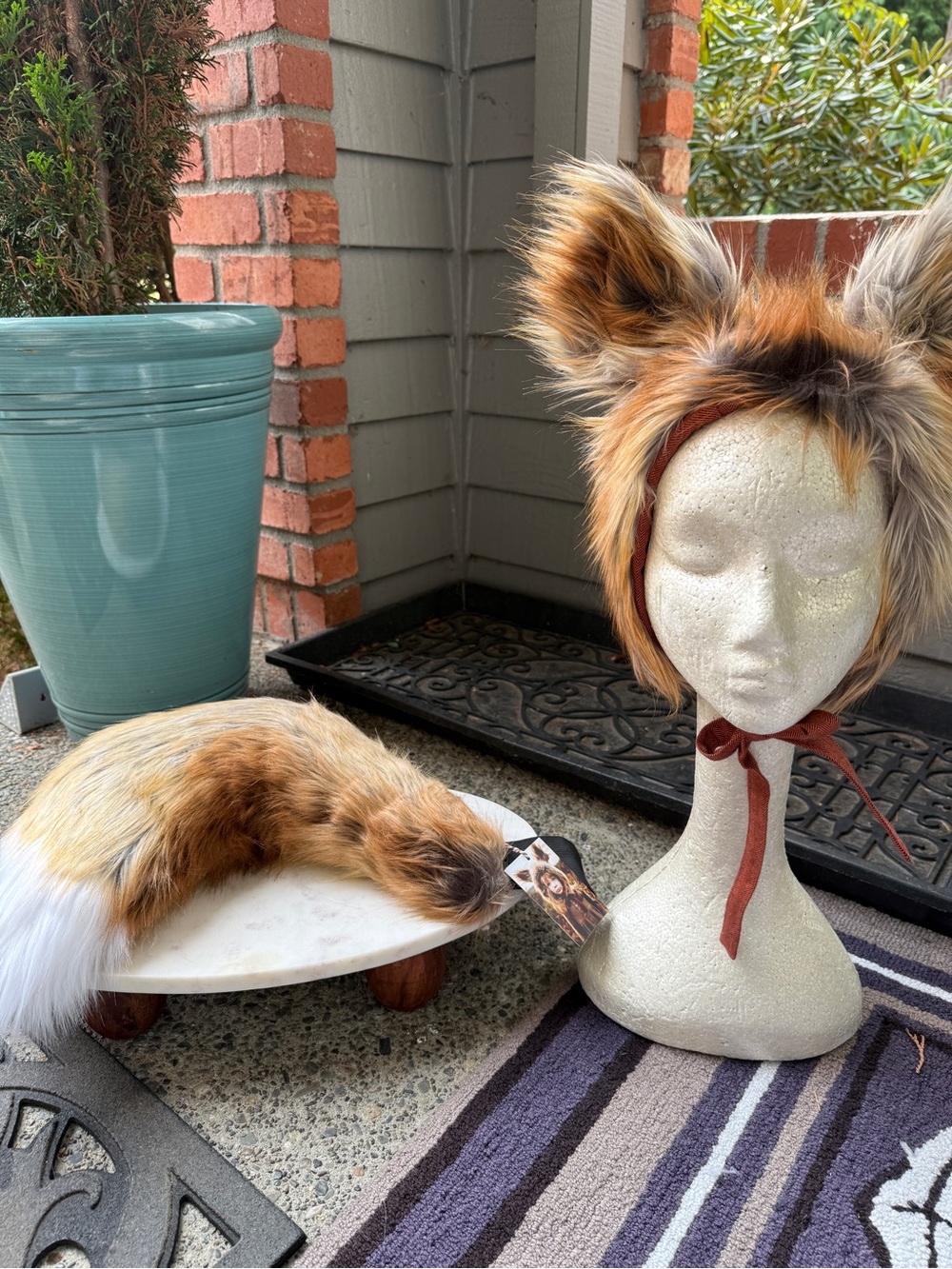 NWT Faux Fox Ear Bonnet and Tail Set | 6-12 mos. | By Native Fable